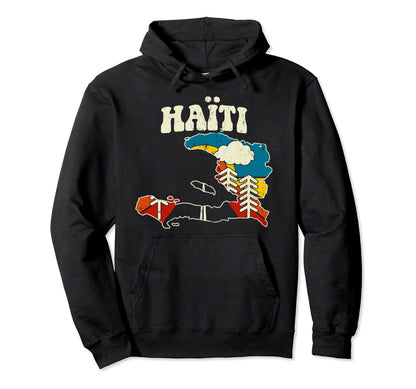 Ha Ti Haitian Country Rainbow 70S Map Hoodie - Custom Art Print Unisex - T-Shirt, Sweatshirt, Hoodie