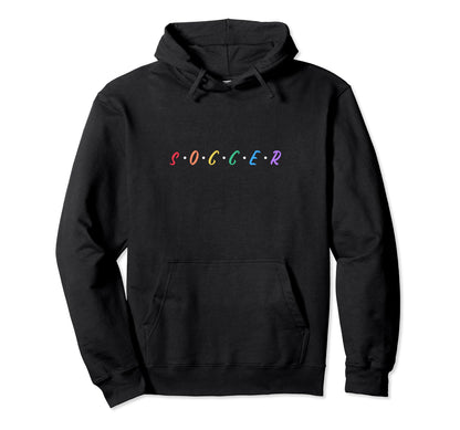 Rainbow Soccer Player Lettering Futbol Hoodie - Unique Graphic Unisex - T-Shirt, Sweatshirt, Hoodie