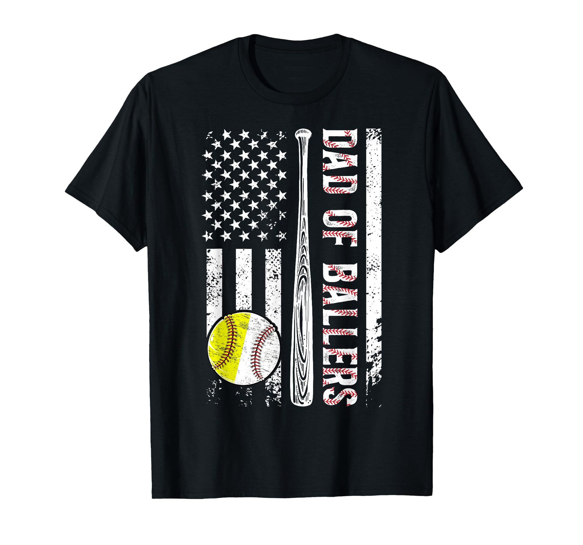 Dad Ballers Us Flag Softball T-Shirt - Custom Art Print for Adults - T-Shirt, Sweatshirt, Hoodie