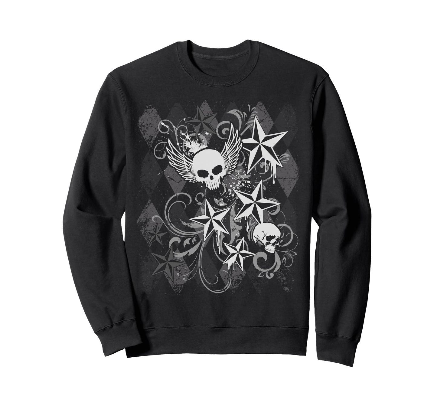 Y2K Grunge Skull Wings 2000S 90S Sweatshirt - Fun Novelty Design Unisex - T-Shirt, Sweatshirt, Hoodie