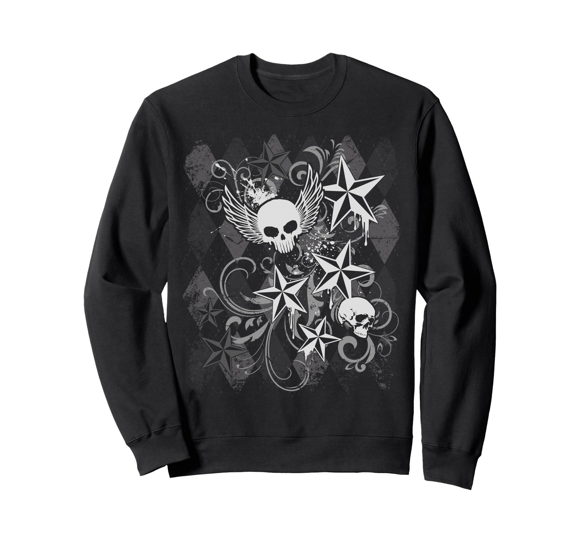 Y2K Grunge Skull Wings 2000S 90S Sweatshirt - Fun Novelty Design Unisex - T-Shirt, Sweatshirt, Hoodie