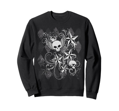 Y2K Grunge Skull Wings 2000S 90S Sweatshirt - Fun Novelty Design Unisex - T-Shirt, Sweatshirt, Hoodie
