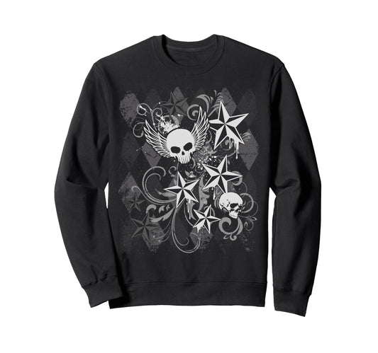 Y2K Grunge Skull Wings 2000S 90S Sweatshirt - Fun Novelty Design Unisex - T-Shirt, Sweatshirt, Hoodie