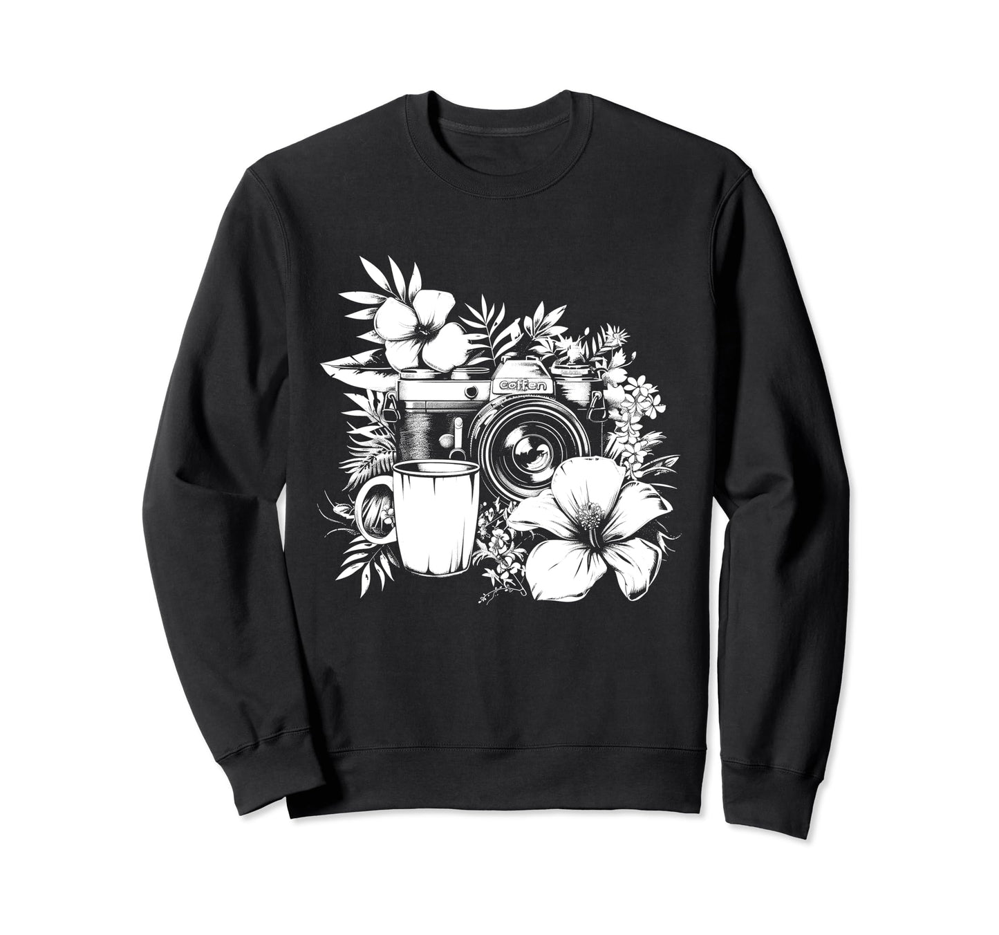 Photographer Coffee Camera Flowers Sweatshirt - Custom Art Print Men Women - T-Shirt, Sweatshirt, Hoodie