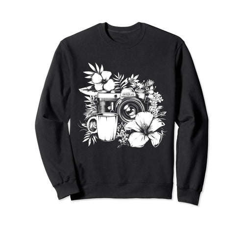 Photographer Coffee Camera Flowers Sweatshirt - Custom Art Print Men Women - T-Shirt, Sweatshirt, Hoodie
