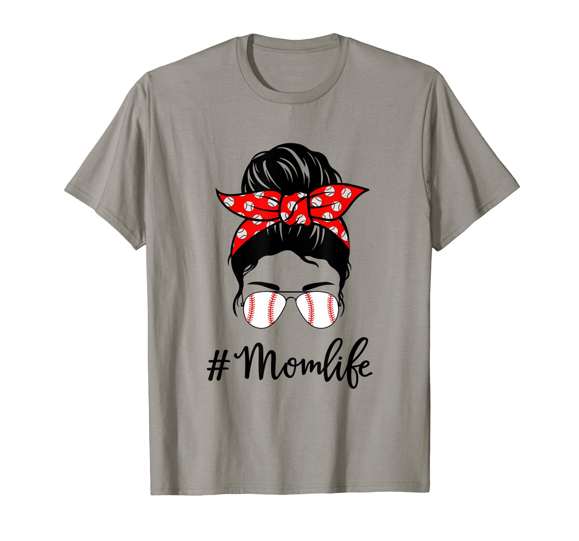 Baseball Mom Messy Bun Life Hair T-Shirt - Fun Novelty Design for Adults - T-Shirt, Sweatshirt, Hoodie