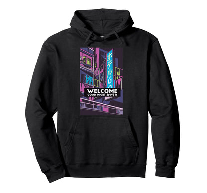 Welcome Japanese Hotel Vaporwave 80S Hoodie - Fun Novelty Design Men Women - T-Shirt, Sweatshirt, Hoodie