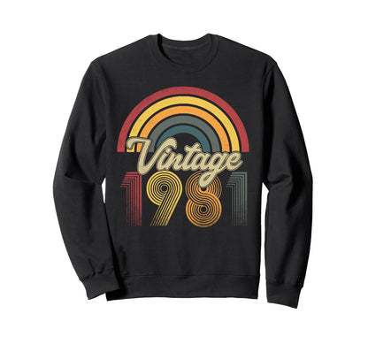 1981 44Th Birthday Gift Rainbow Sweatshirt - Novelty Apparel for Adults - T-Shirt, Sweatshirt, Hoodie