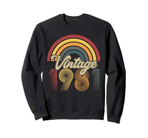 1981 44Th Birthday Gift Rainbow Sweatshirt - Novelty Apparel for Adults - T-Shirt, Sweatshirt, Hoodie