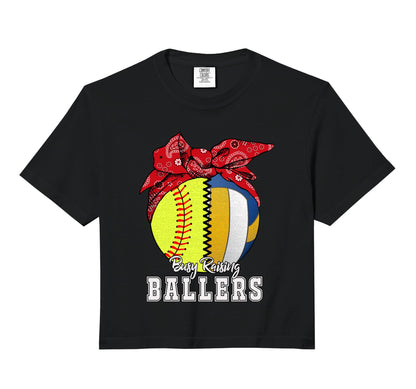 Busy Raising Ballers Softball Hoodie - Aesthetic Graphic Men Women - T-Shirt, Sweatshirt, Hoodie