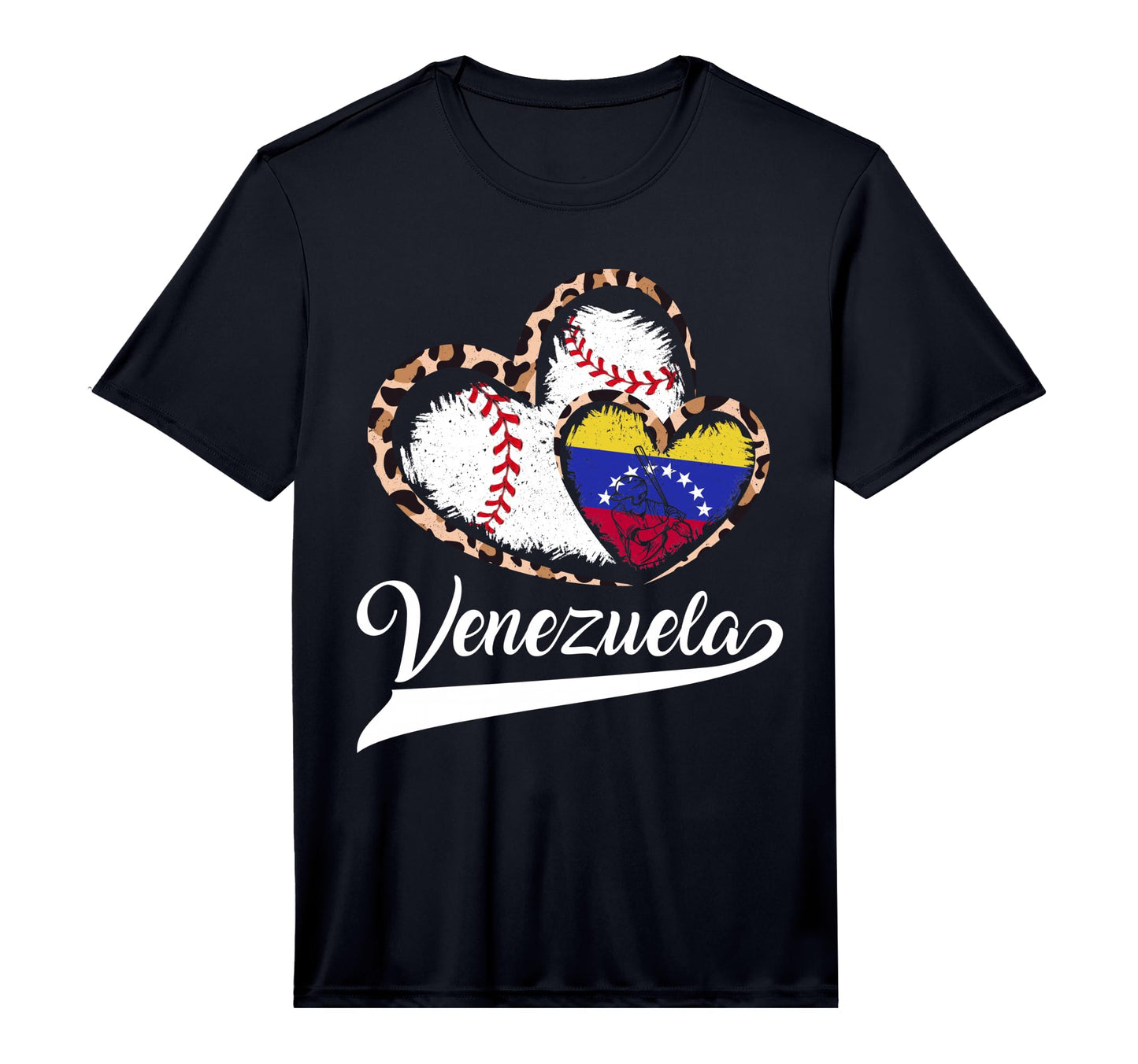 Leopard Hearts Venezuelans Baseball T-Shirt - Aesthetic Graphic for Adults - T-Shirt, Sweatshirt, Hoodie