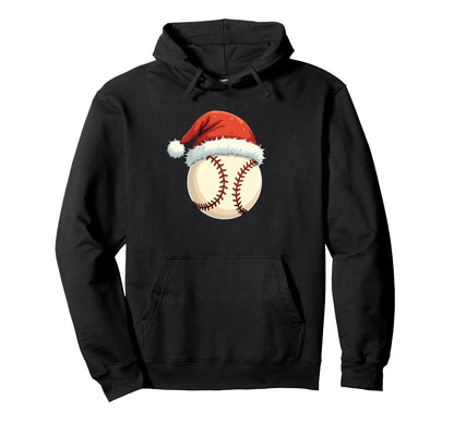 Baseball Santa Hat Funny Sport Hoodie - Trendy Graphic Unisex - T-Shirt, Sweatshirt, Hoodie