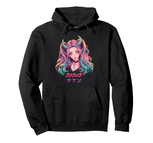 Goth Grunge Demon Anime Waifu Horror Hoodie - Novelty Apparel for Adults - T-Shirt, Sweatshirt, Hoodie
