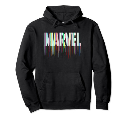 Marvel Comics Rainbow Paint Drip Logo Hoodie - Aesthetic Graphic Unisex - T-Shirt, Sweatshirt, Hoodie