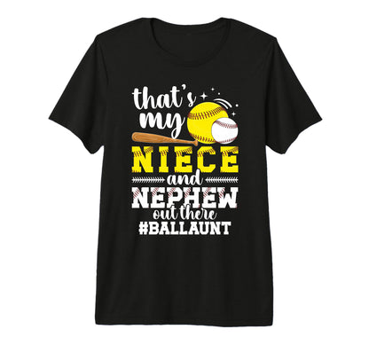 Proud Ball Aut Baseball Softball Aunt T-Shirt - Graphic Print for Adults - T-Shirt, Sweatshirt, Hoodie