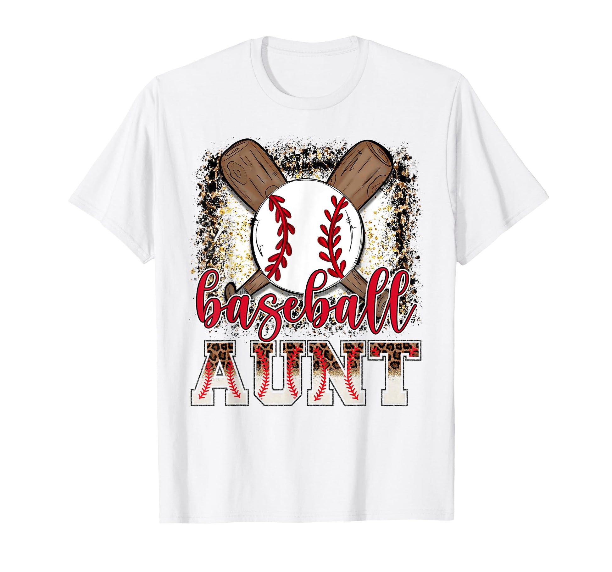 Baseball Aunt Leopard Proud Ball Aunt T-Shirt - Graphic Print Unisex - T-Shirt, Sweatshirt, Hoodie