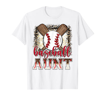 Baseball Aunt Leopard Proud Ball Aunt T-Shirt - Graphic Print Unisex - T-Shirt, Sweatshirt, Hoodie