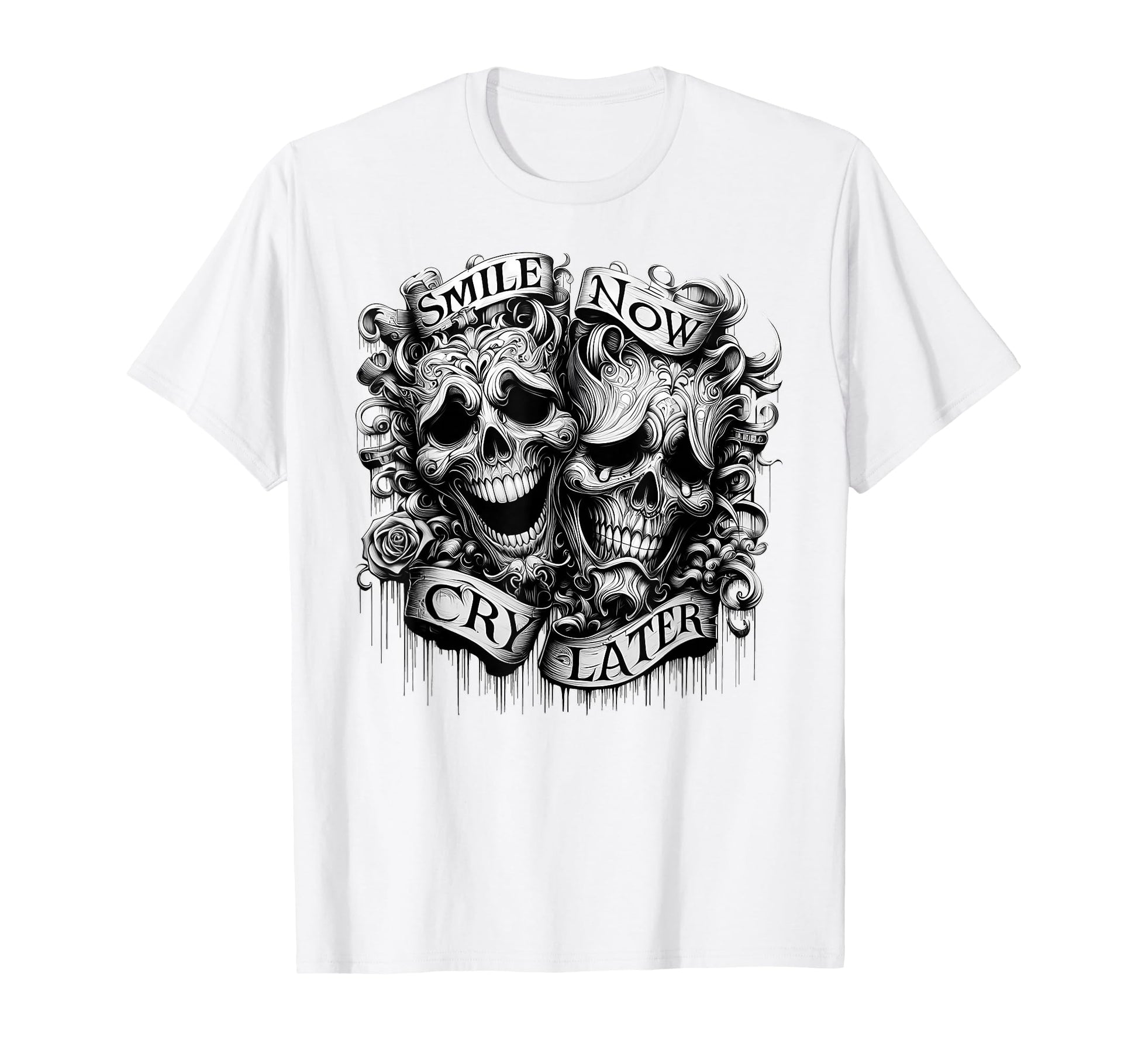 Smile Now Cry Later Clown Chicano Art T-Shirt - Unique Graphic for Adults - T-Shirt, Sweatshirt, Hoodie