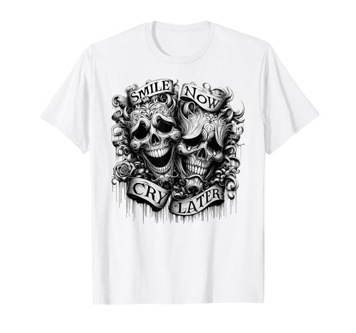 Smile Now Cry Later Clown Chicano Art T-Shirt - Unique Graphic for Adults - T-Shirt, Sweatshirt, Hoodie