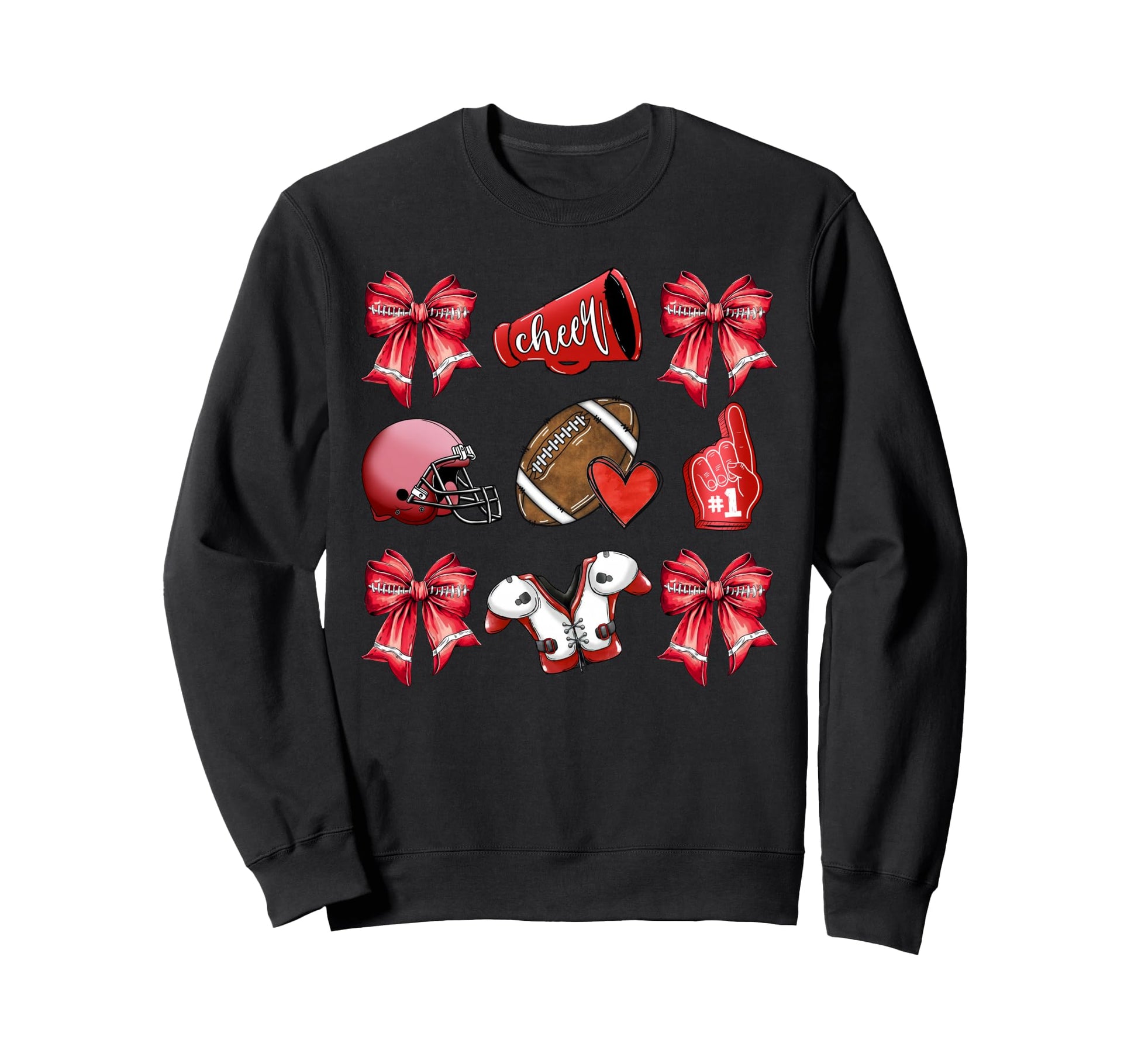 Red Football Mom Coquette Bows Sweatshirt - Aesthetic Graphic for Adults - T-Shirt, Sweatshirt, Hoodie