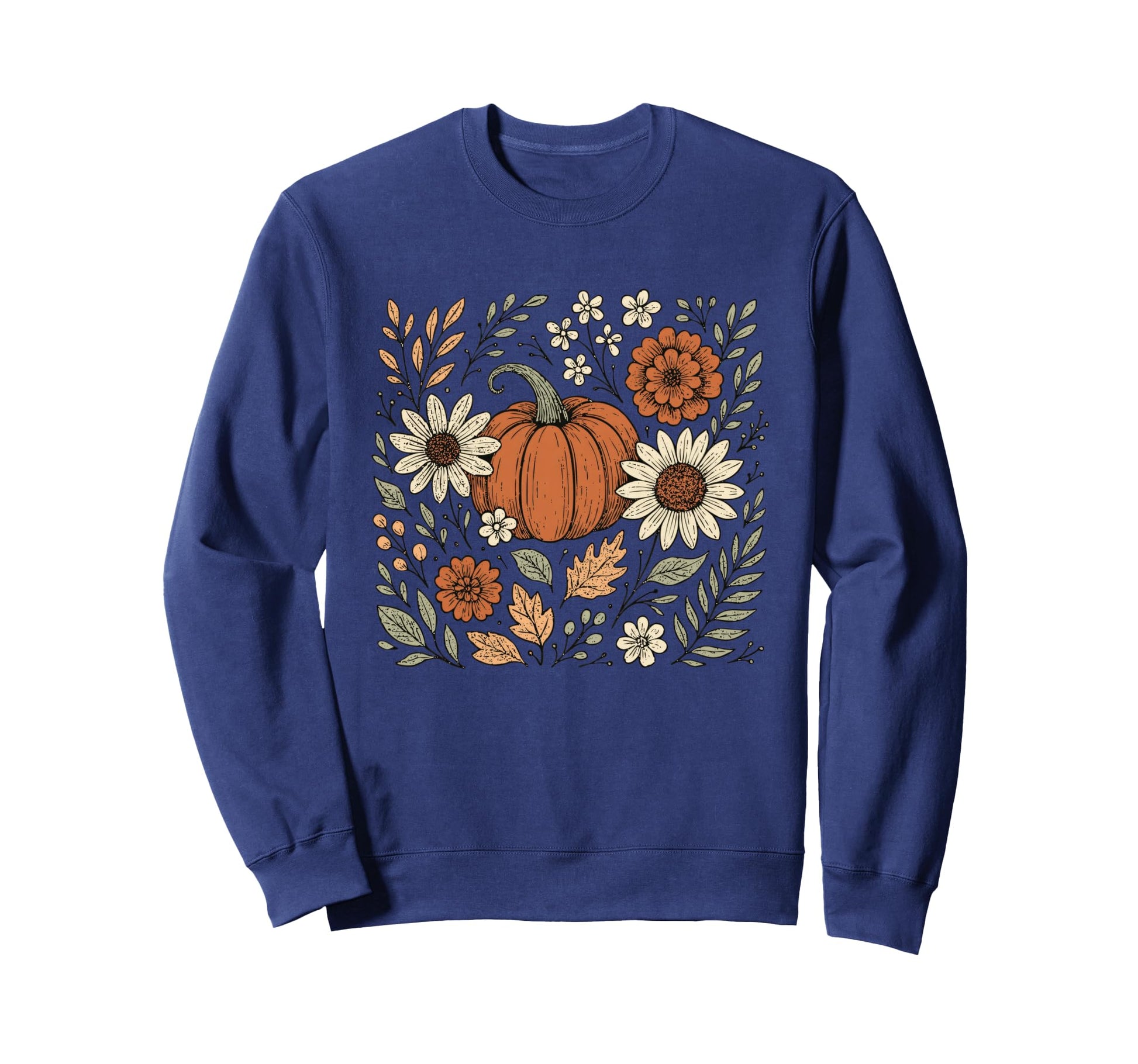 Boho Fall Floral Pumpkin Aesthetic Sweatshirt - Trendy Graphic Unisex - T-Shirt, Sweatshirt, Hoodie