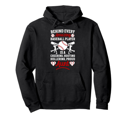 Proud Aunt Baseball Player Aunt Baseball Hoodie - Unique Graphic Unisex - T-Shirt, Sweatshirt, Hoodie