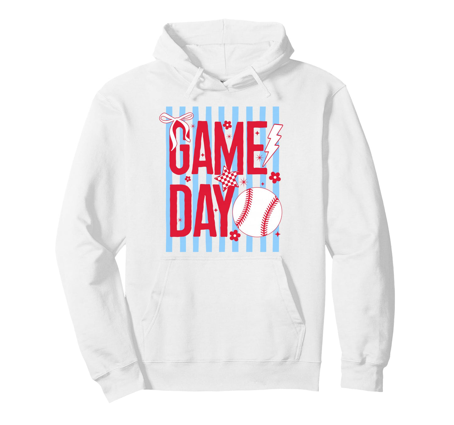 Game Day Baseball Mom Red Blue Hoodie - Casual Everyday Wear Men Women - T-Shirt, Sweatshirt, Hoodie
