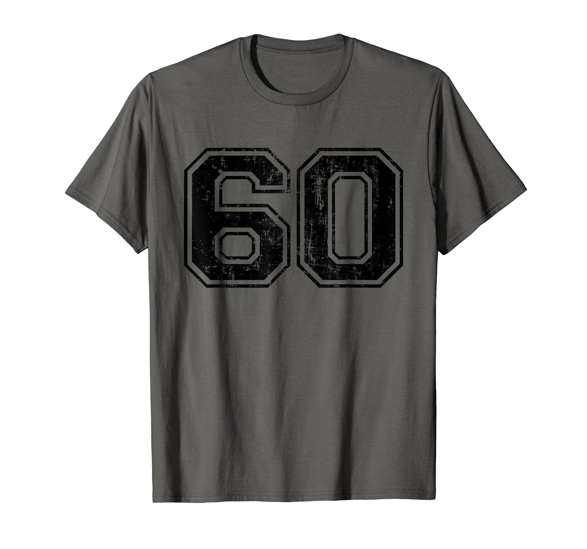 Number 60 Varsity Distressed Sport Team T-Shirt - Trendy Graphic Unisex - T-Shirt, Sweatshirt, Hoodie