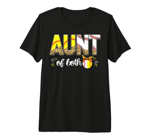 Aunt Both Leopard Baseball Softball T-Shirt - Novelty Apparel for Adults - T-Shirt, Sweatshirt, Hoodie