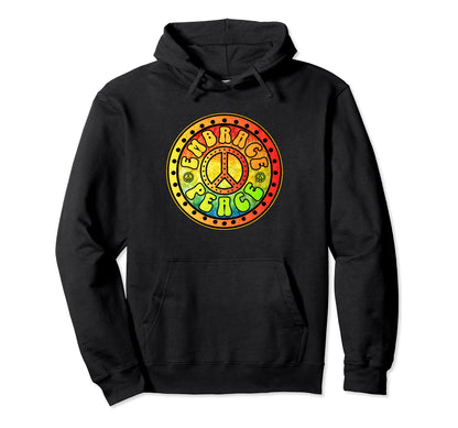 Embrace Peace Hippie Boho Peace Tie Hoodie - Aesthetic Graphic for Adults - T-Shirt, Sweatshirt, Hoodie