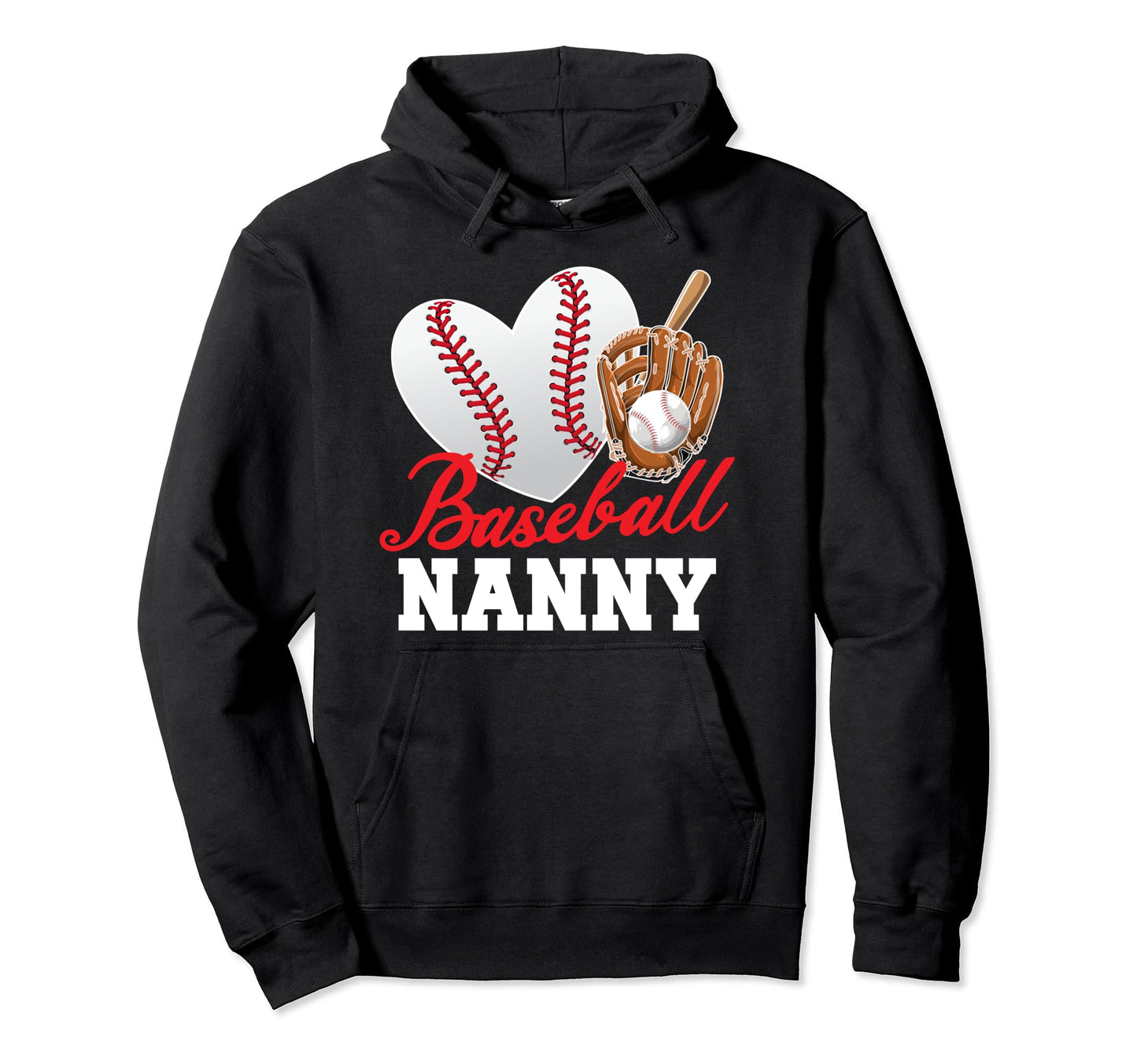 Baseball Nanny Heart Nanny Baseball Hoodie - Minimalist Print for Adults - T-Shirt, Sweatshirt, Hoodie