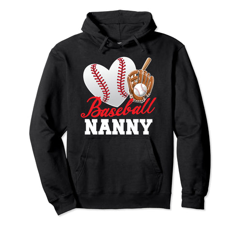 Baseball Nanny Heart Nanny Baseball Hoodie - Minimalist Print for Adults - T-Shirt, Sweatshirt, Hoodie
