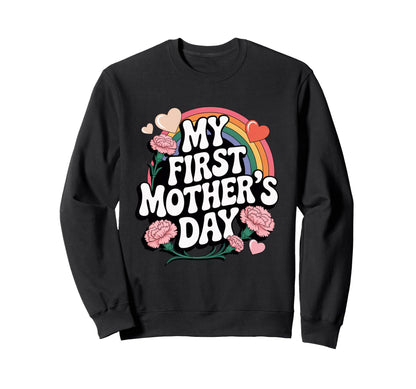 My First Mothers Day Groovy Rainbow Sweatshirt - Custom Art Print Unisex - T-Shirt, Sweatshirt, Hoodie