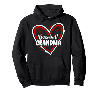 Baseball Grandma Heart Grandma Baseball Hoodie - Trendy Graphic Unisex - T-Shirt, Sweatshirt, Hoodie