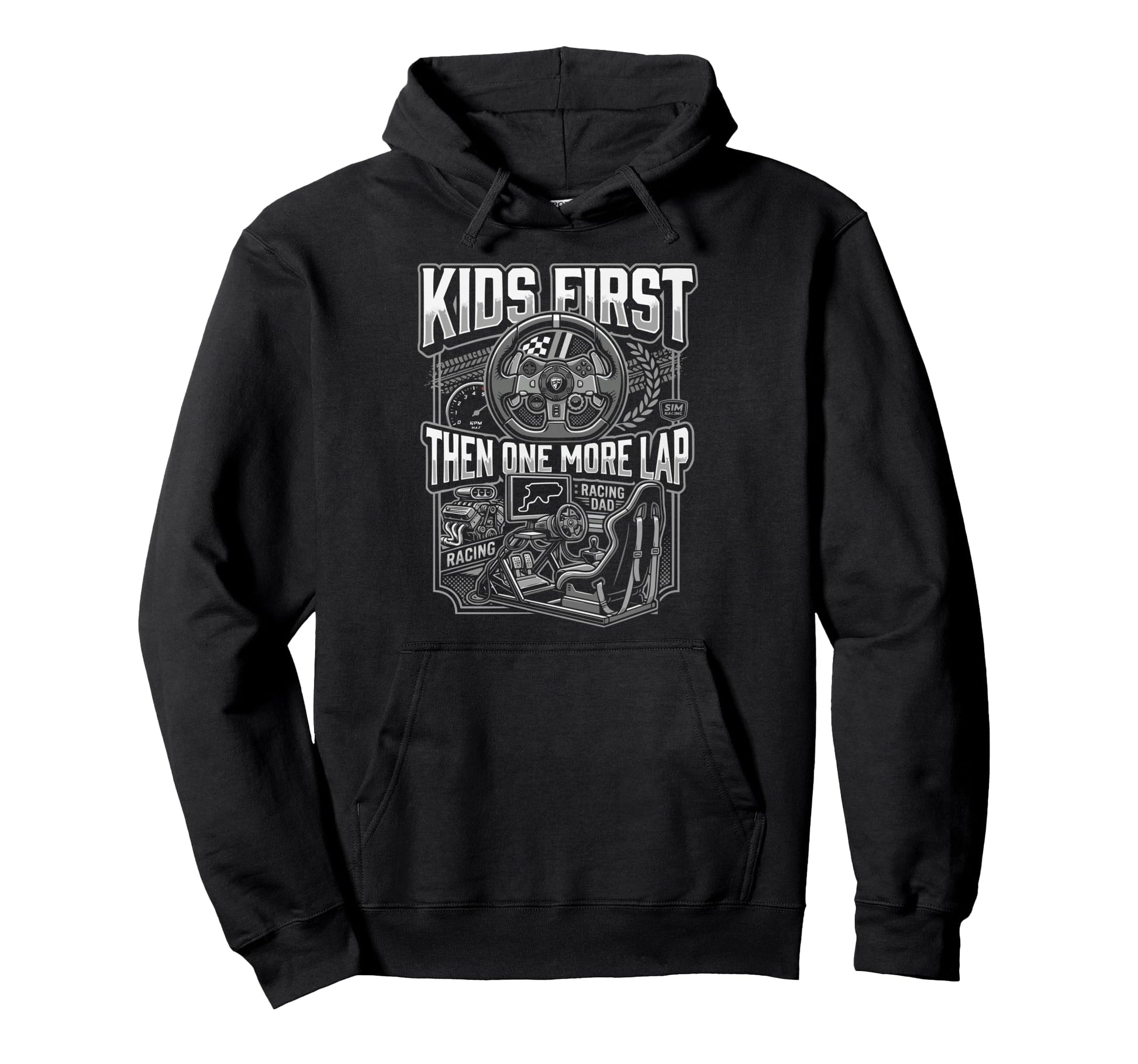 Sim Racing Dad Virtual Racing Game Daddy Hoodie - Graphic Print Unisex - T-Shirt, Sweatshirt, Hoodie