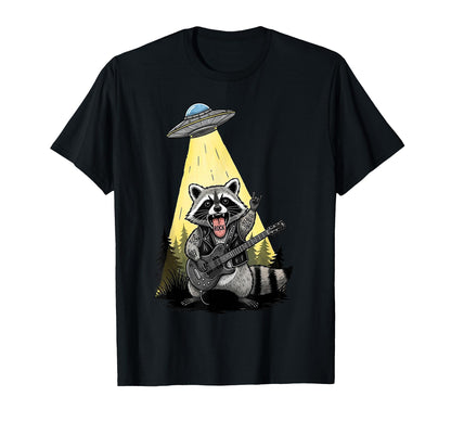 Space Rock Scifi Raccoon Guitar Alien T-Shirt - Fun Novelty Design Unisex - T-Shirt, Sweatshirt, Hoodie