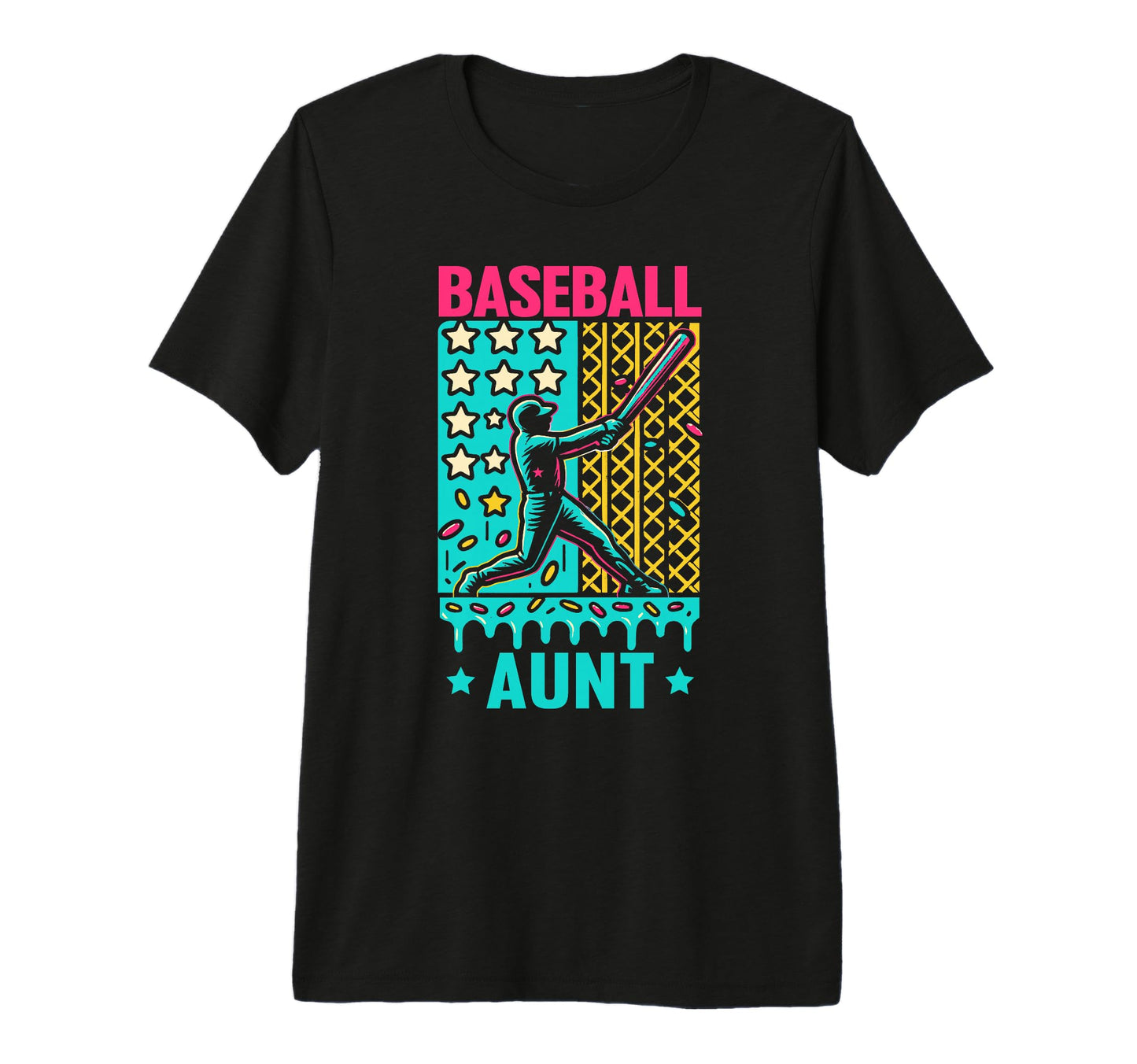 Baseball Aunt Ice Cream Drip Game Day T-Shirt - Unique Graphic for Adults - T-Shirt, Sweatshirt, Hoodie