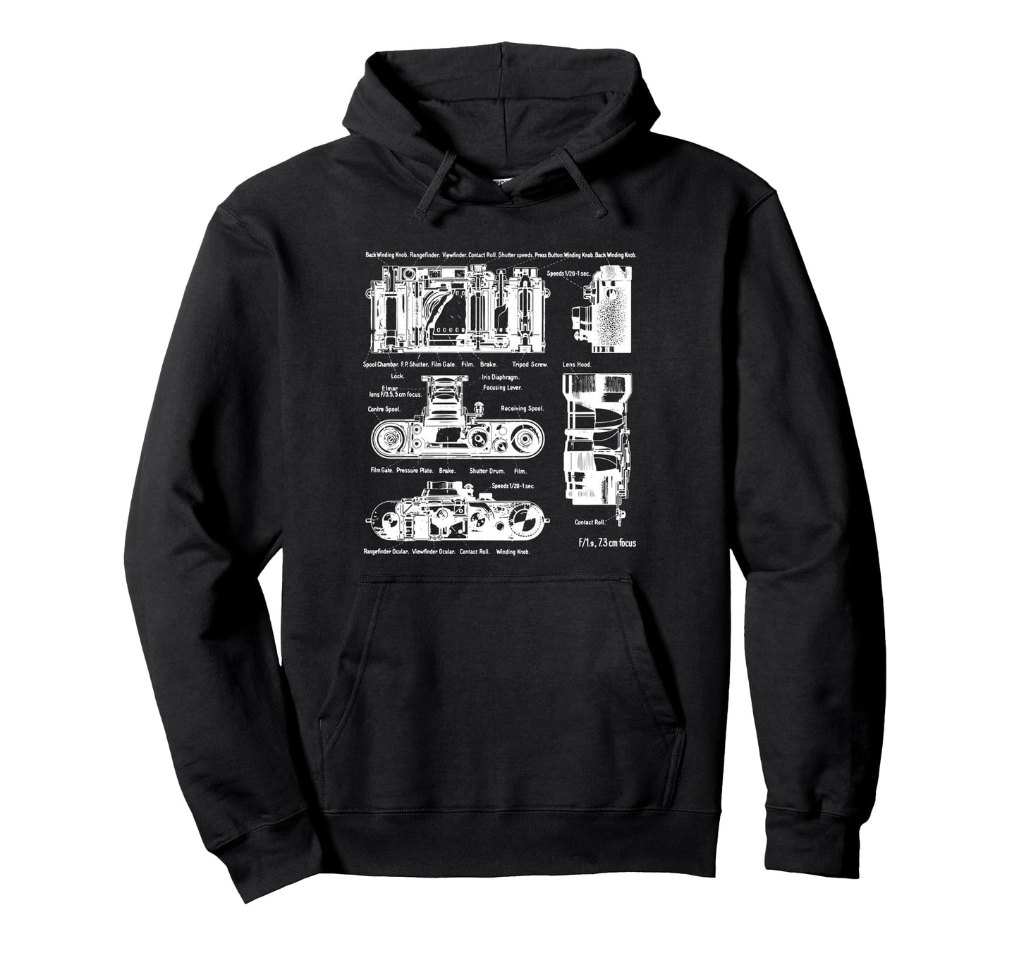 Low Aperture F1 9 Film Camera Diagram Hoodie - Unique Graphic Men Women - T-Shirt, Sweatshirt, Hoodie