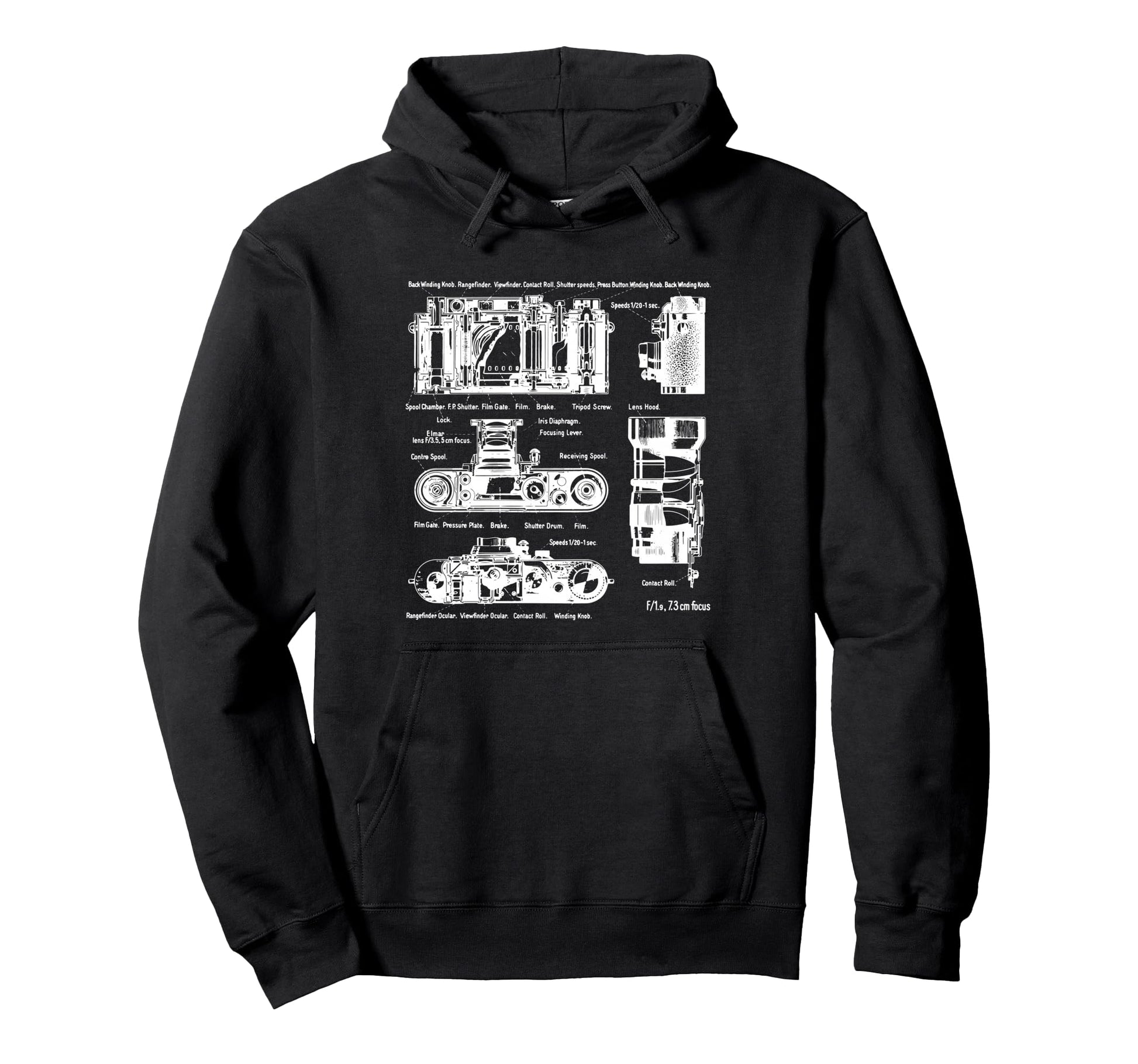 Low Aperture F1 9 Film Camera Diagram Hoodie - Unique Graphic Men Women - T-Shirt, Sweatshirt, Hoodie