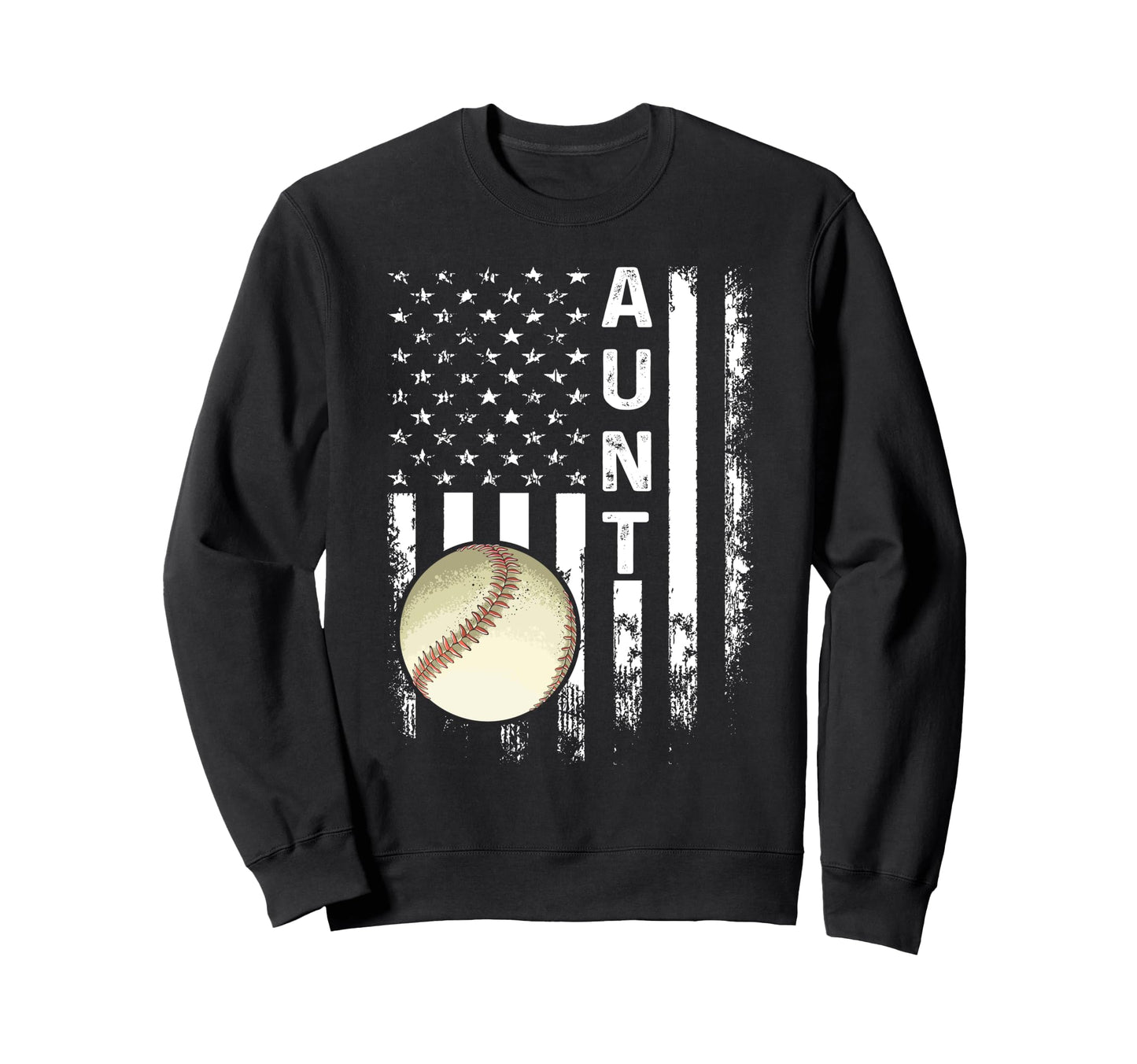 Baseball Aunt America Flag Sweatshirt - Custom Art Print Unisex - T-Shirt, Sweatshirt, Hoodie
