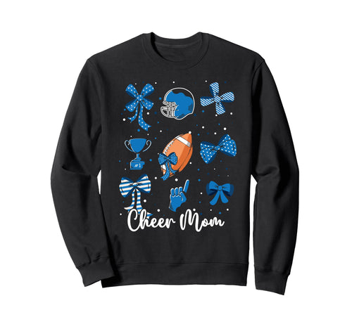 Football Blue Coquette Bow Cheer Sweatshirt - Fun Novelty Design Men Women - T-Shirt, Sweatshirt, Hoodie