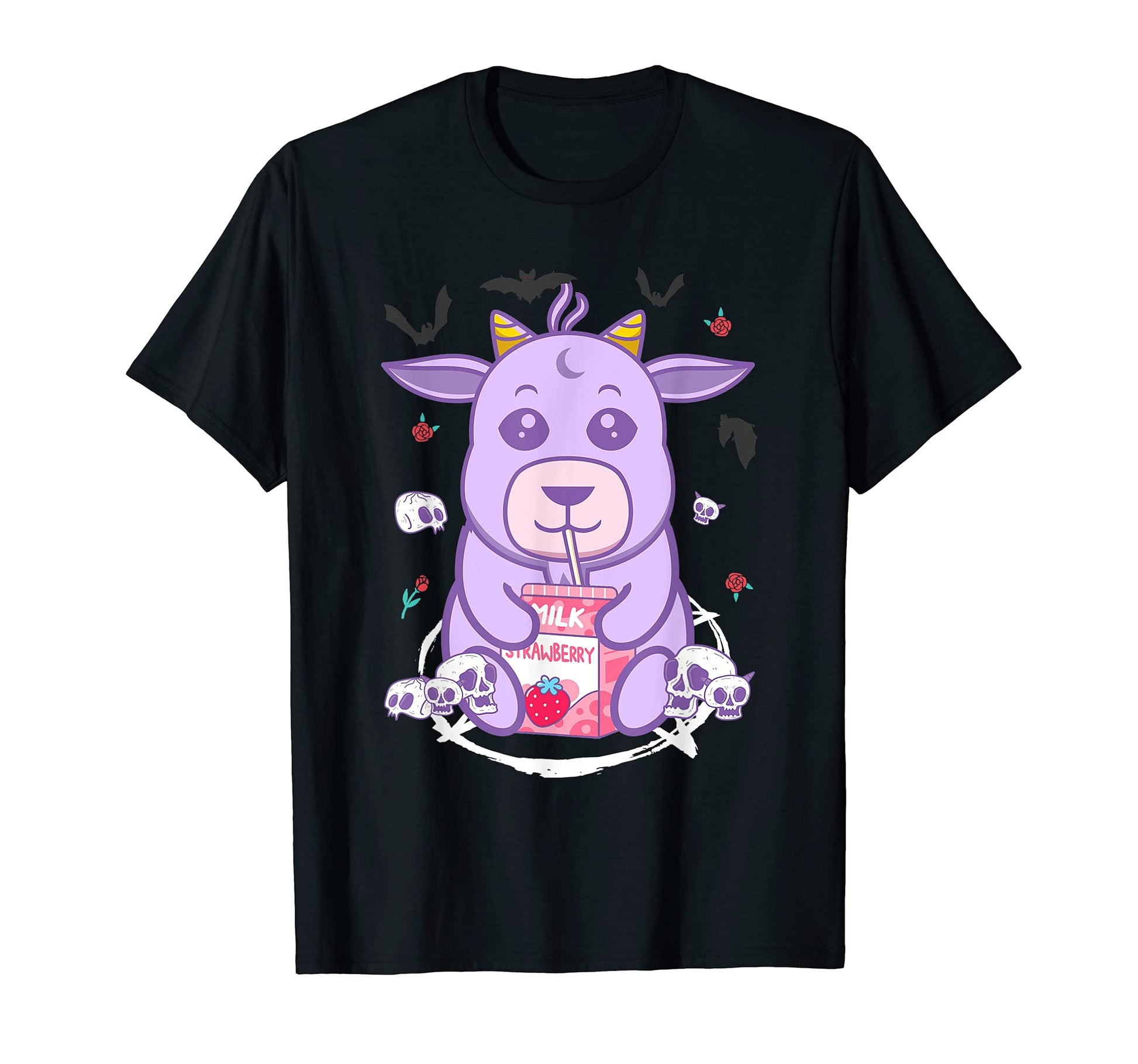 Goat Strawberry Milk Goth Goat T-Shirt - Minimalist Print for Adults - T-Shirt, Sweatshirt, Hoodie