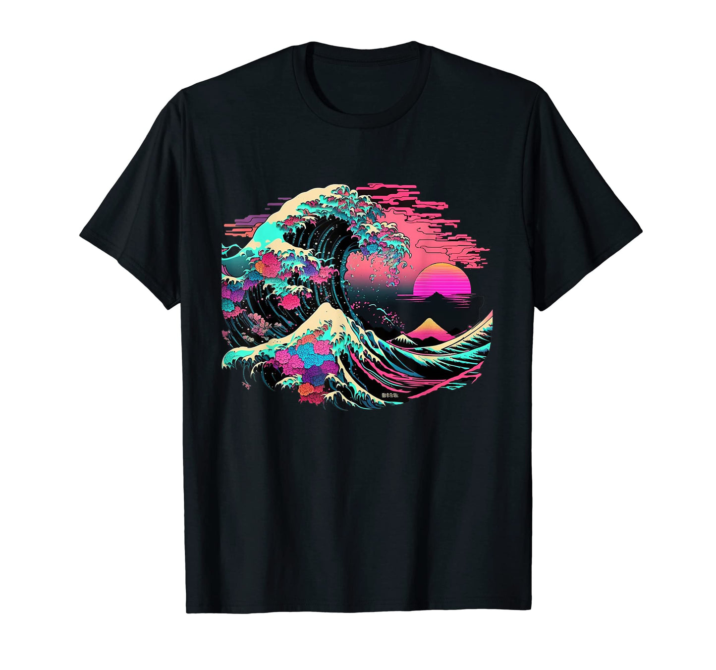 Vaperwave Aesthetic Glitch Great Wave T-Shirt - Unique Graphic Unisex - T-Shirt, Sweatshirt, Hoodie