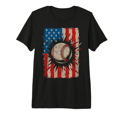 Baseball Us Flag Baseball Lover Dad T-Shirt - Aesthetic Graphic Men Women - T-Shirt, Sweatshirt, Hoodie