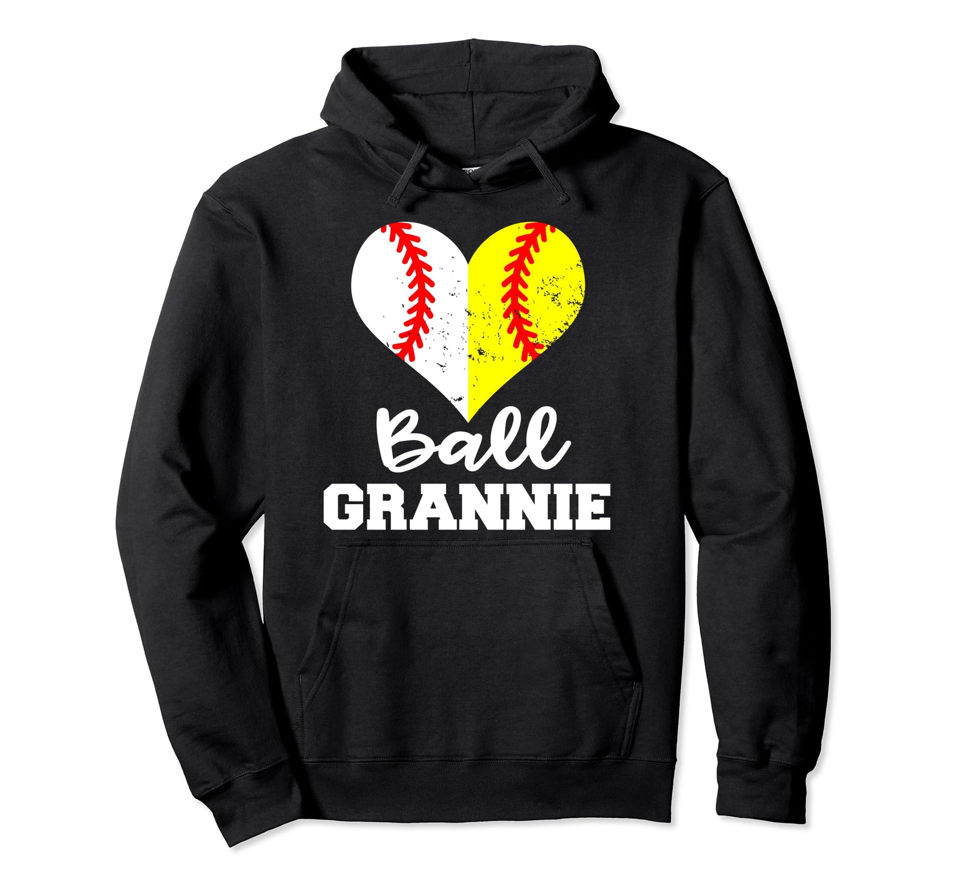 Ball Grannie Heart Funny Baseball Softball Hoodie - Novelty Apparel Unisex - T-Shirt, Sweatshirt, Hoodie