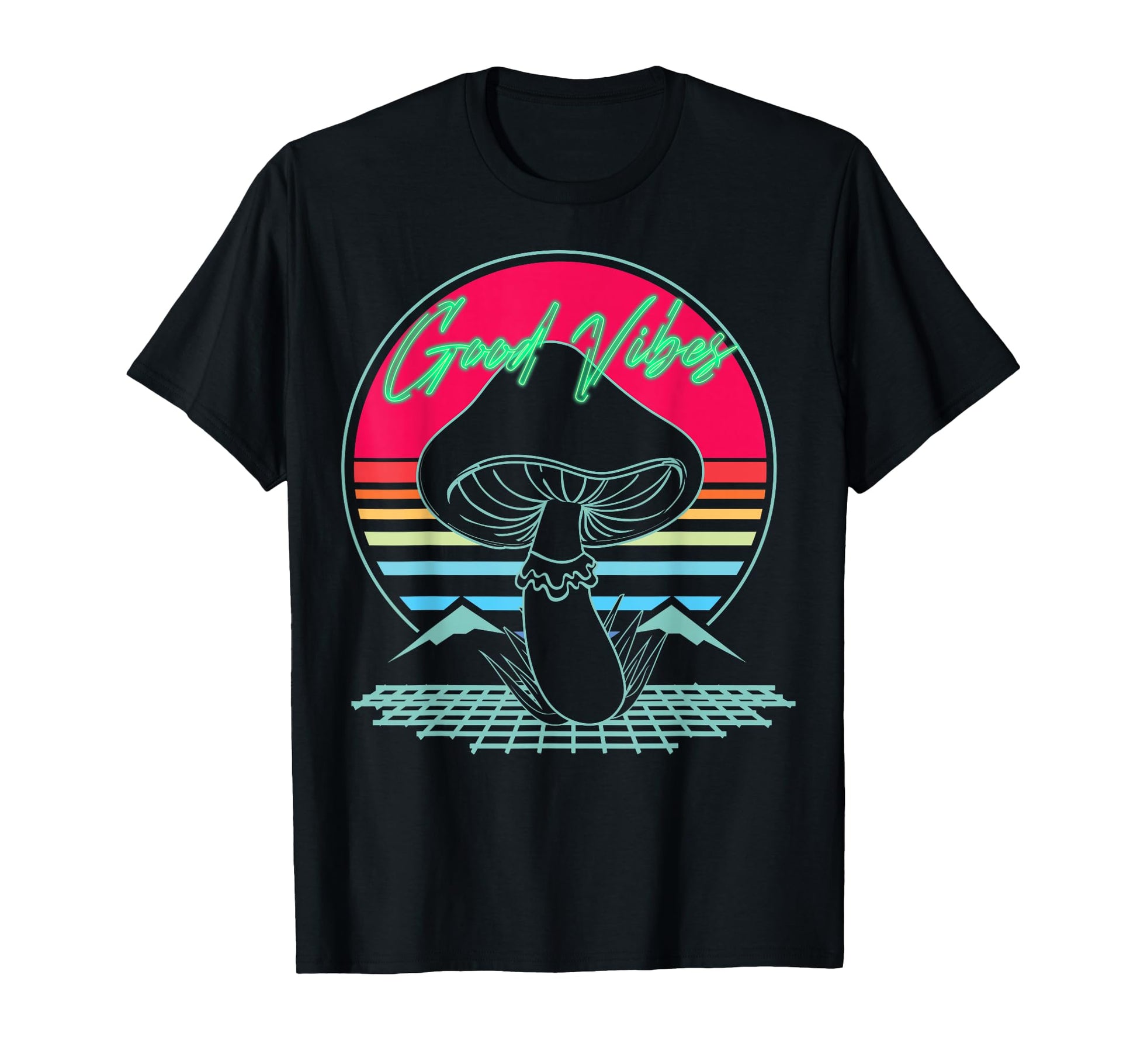 Good Vibez Mushroom Sunset Vaporwave T-Shirt - Streetwear Style for Adults - T-Shirt, Sweatshirt, Hoodie