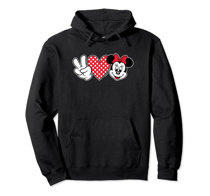 Minnie Mouse Peace Love Minnie Hoodie - Casual Everyday Wear for Adults - T-Shirt, Sweatshirt, Hoodie
