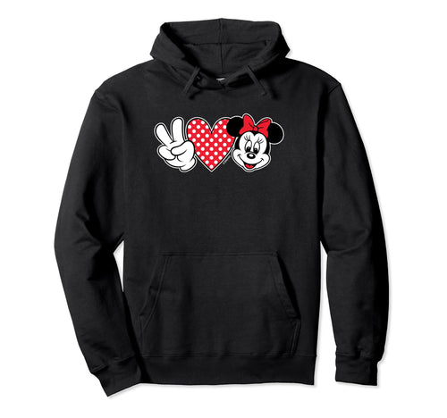 Minnie Mouse Peace Love Minnie Hoodie - Casual Everyday Wear for Adults - T-Shirt, Sweatshirt, Hoodie