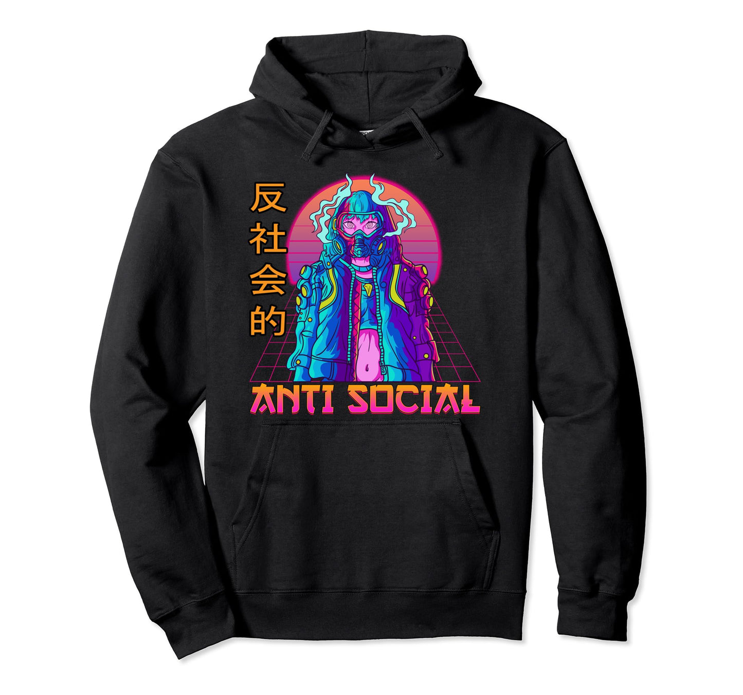 Anime Anti Social Aesthetic Japanese Hoodie - Graphic Print Unisex - T-Shirt, Sweatshirt, Hoodie