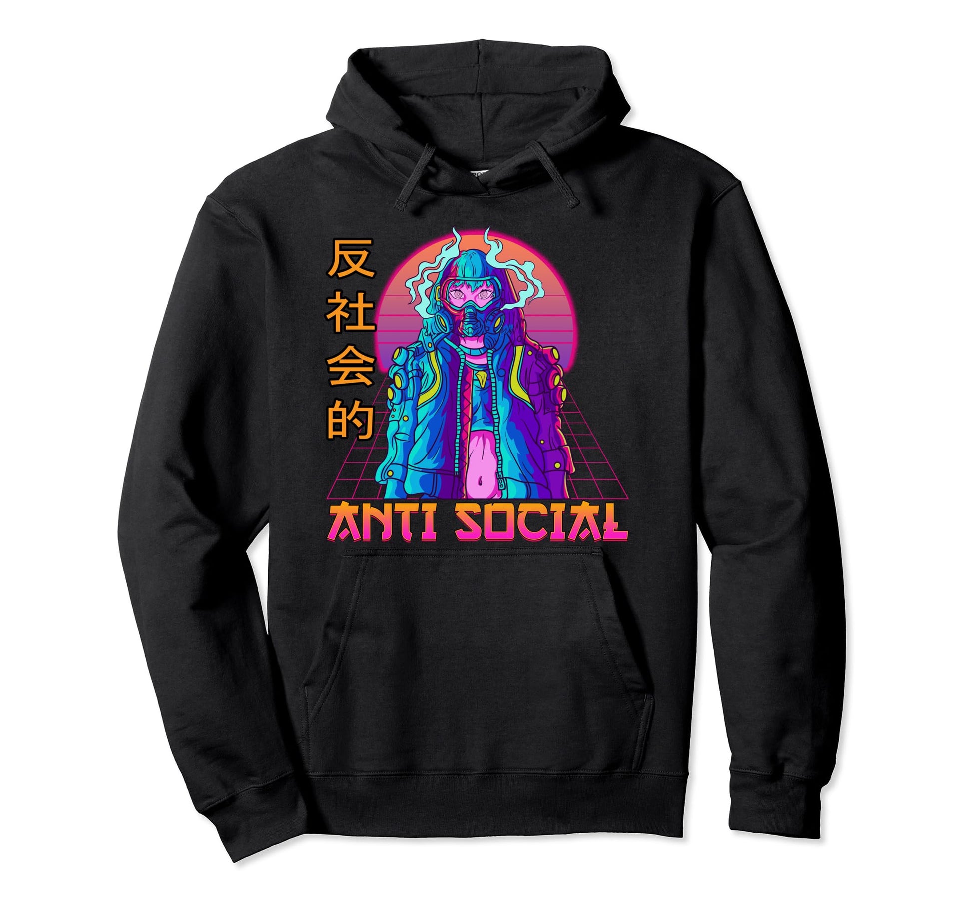Anime Anti Social Aesthetic Japanese Hoodie - Graphic Print Unisex - T-Shirt, Sweatshirt, Hoodie